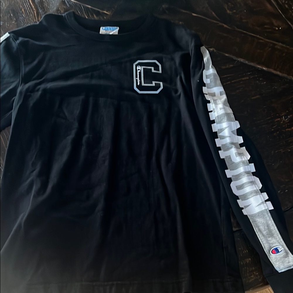 Champion Black Shirt with Grey Sleeve Design